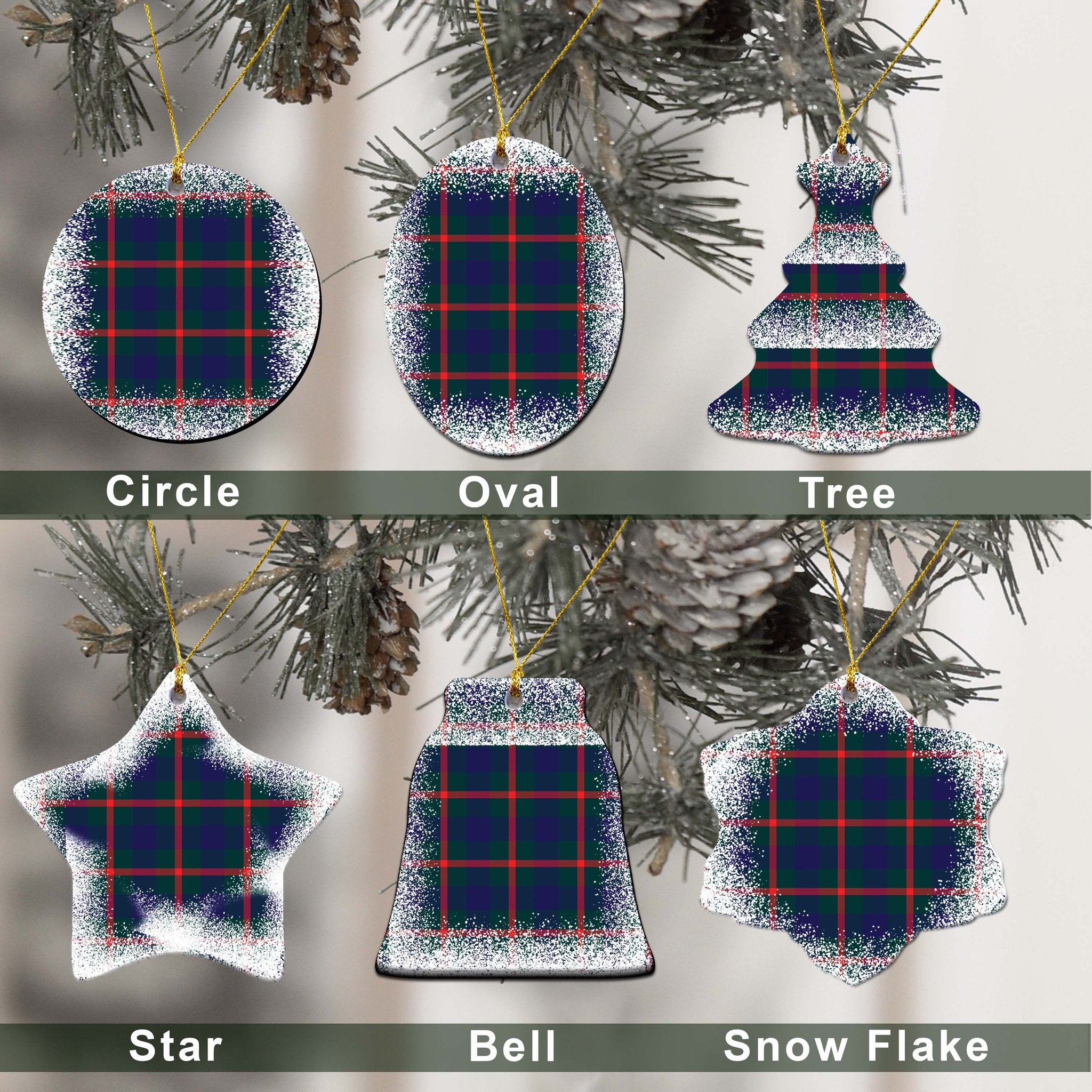 Agnew Tartan Christmas Ceramic Ornament - Snow Style