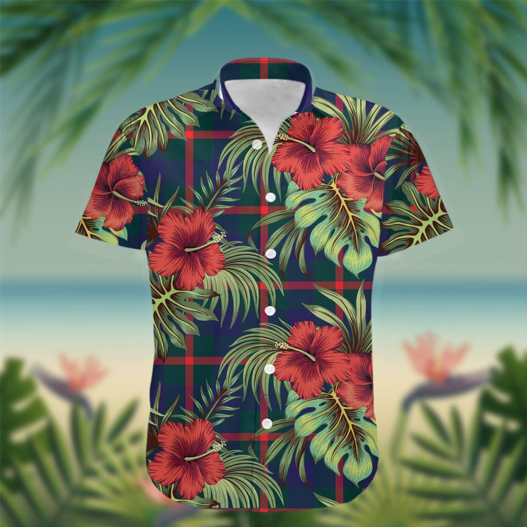 Agnew Tartan Hawaiian Shirt Hibiscus, Coconut, Parrot, Pineapple - Tropical Garden Shirt