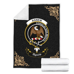 Agnew Crest Tartan Premium Blanket Black