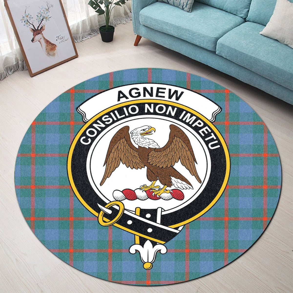 Agnew Ancient Tartan Crest Round Rug