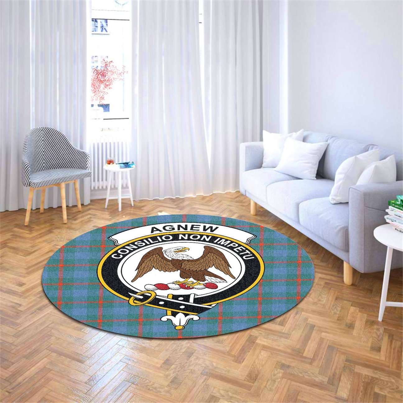 Agnew Ancient Tartan Crest Round Rug