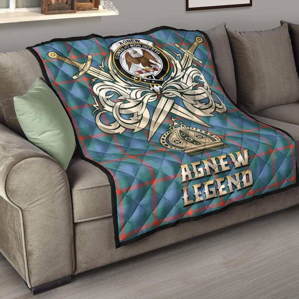 Agnew Ancient Tartan Crest Legend Gold Royal Premium Quilt