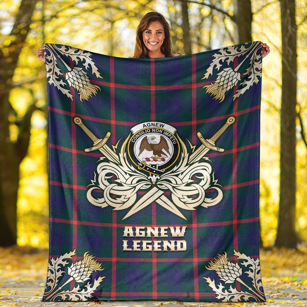 Agnew Modern Tartan Gold Courage Symbol Blanket