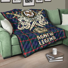 Agnew Modern Tartan Crest Legend Gold Royal Premium Quilt