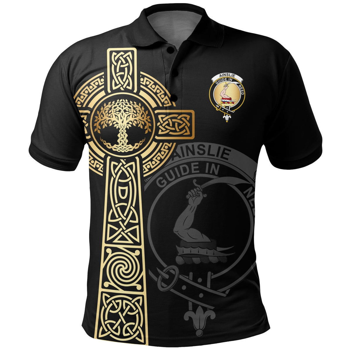 Ainslie Clan Unisex Polo Shirt - Celtic Tree Of Life