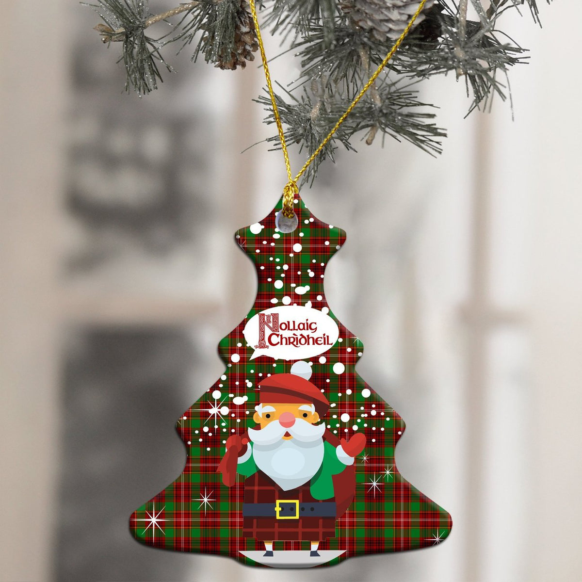 Ainslie Tartan Christmas Ceramic Ornament - Santa Style