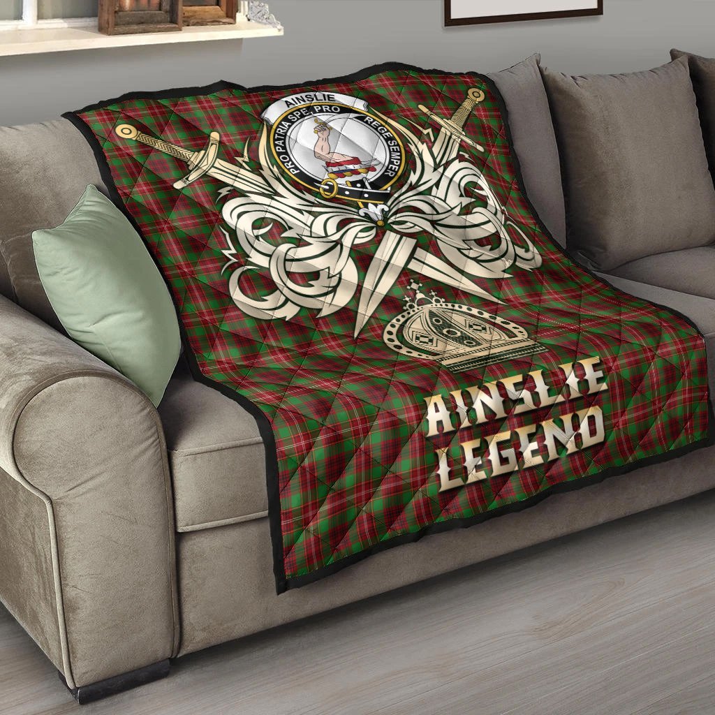 Ainslie Tartan Crest Legend Gold Royal Premium Quilt