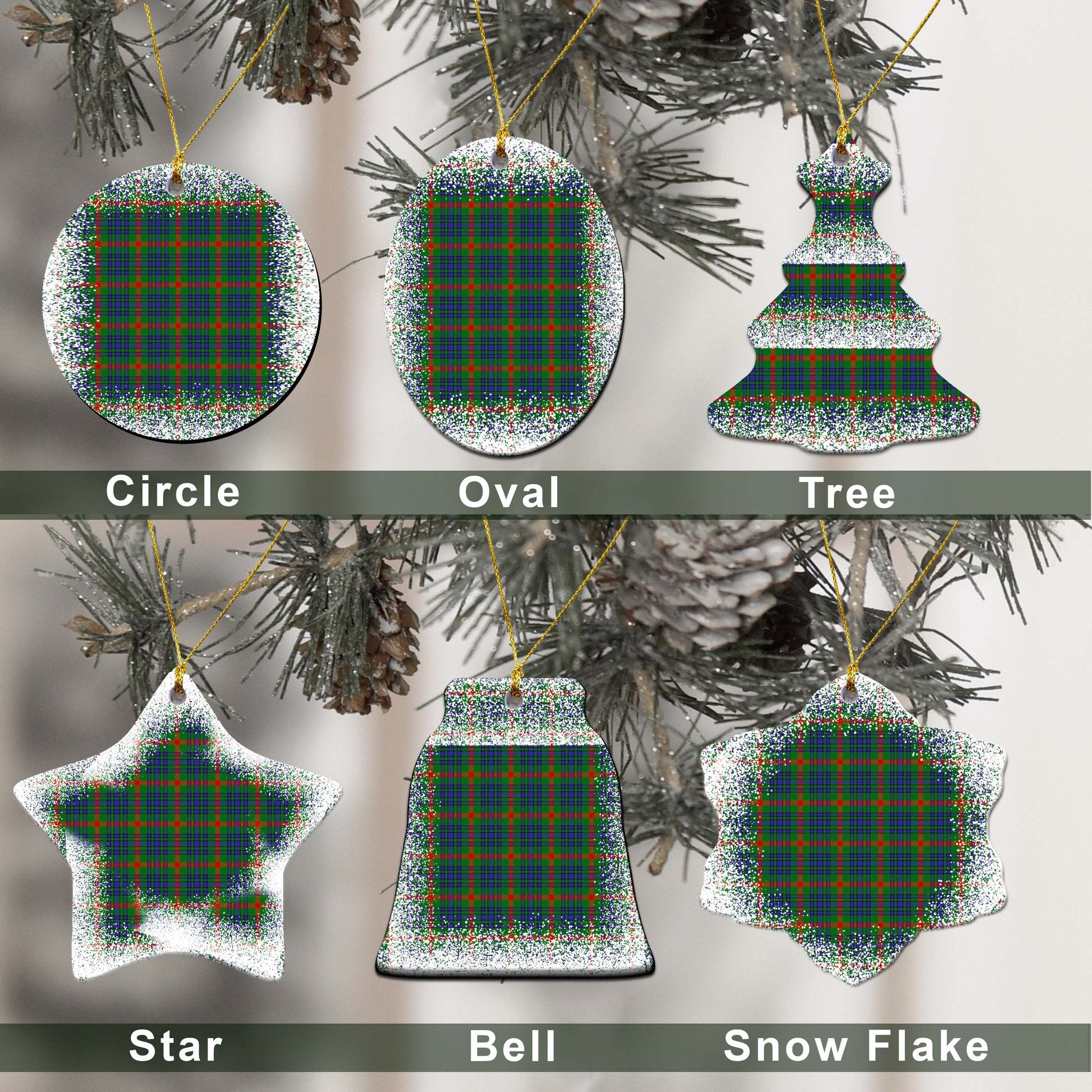 Aiton Tartan Christmas Ceramic Ornament - Snow Style