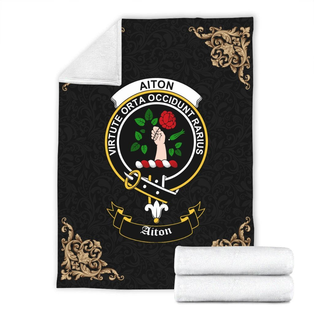 Aiton Crest Tartan Premium Blanket Black
