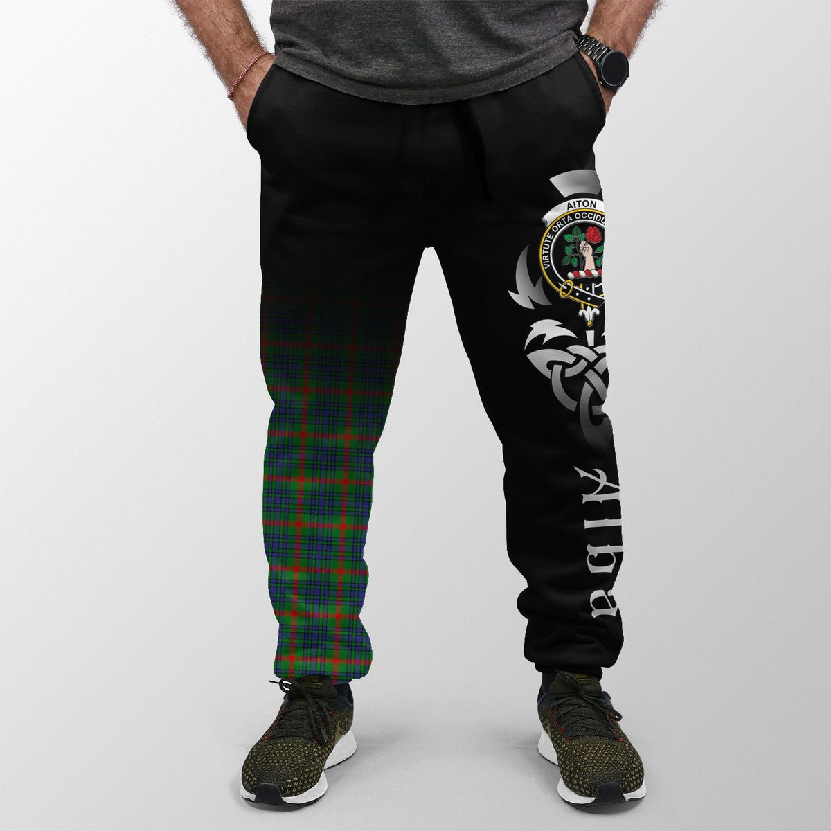 Aiton Tartan Crest Jogger Sweatpants - Alba Celtic Style