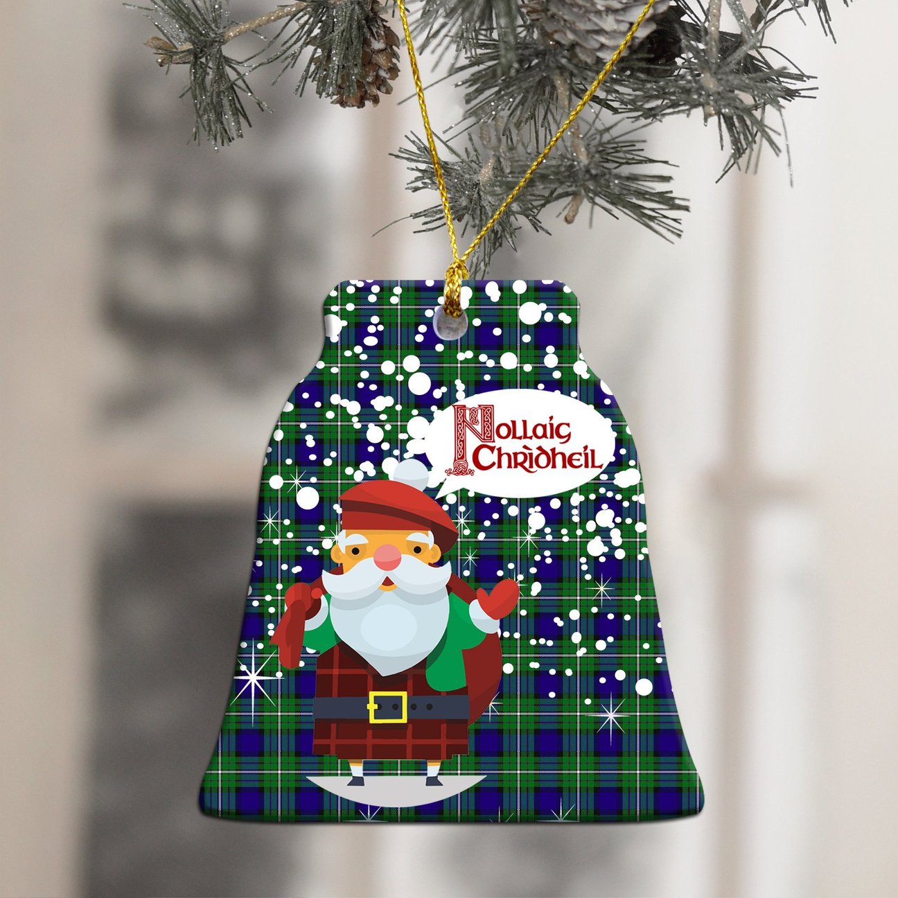 Alexander Tartan Christmas Ceramic Ornament - Santa Style