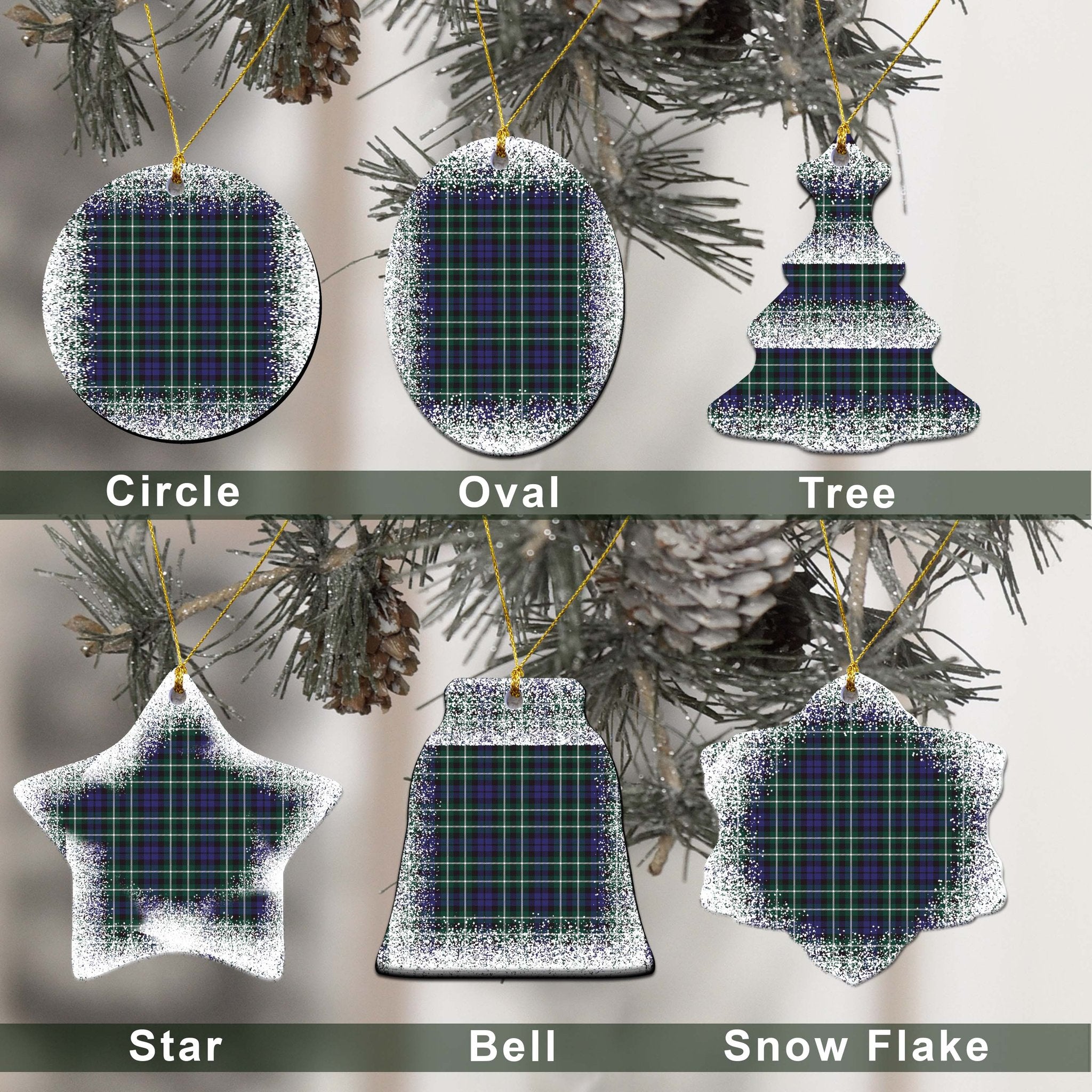 Allardice Tartan Christmas Ceramic Ornament - Snow Style
