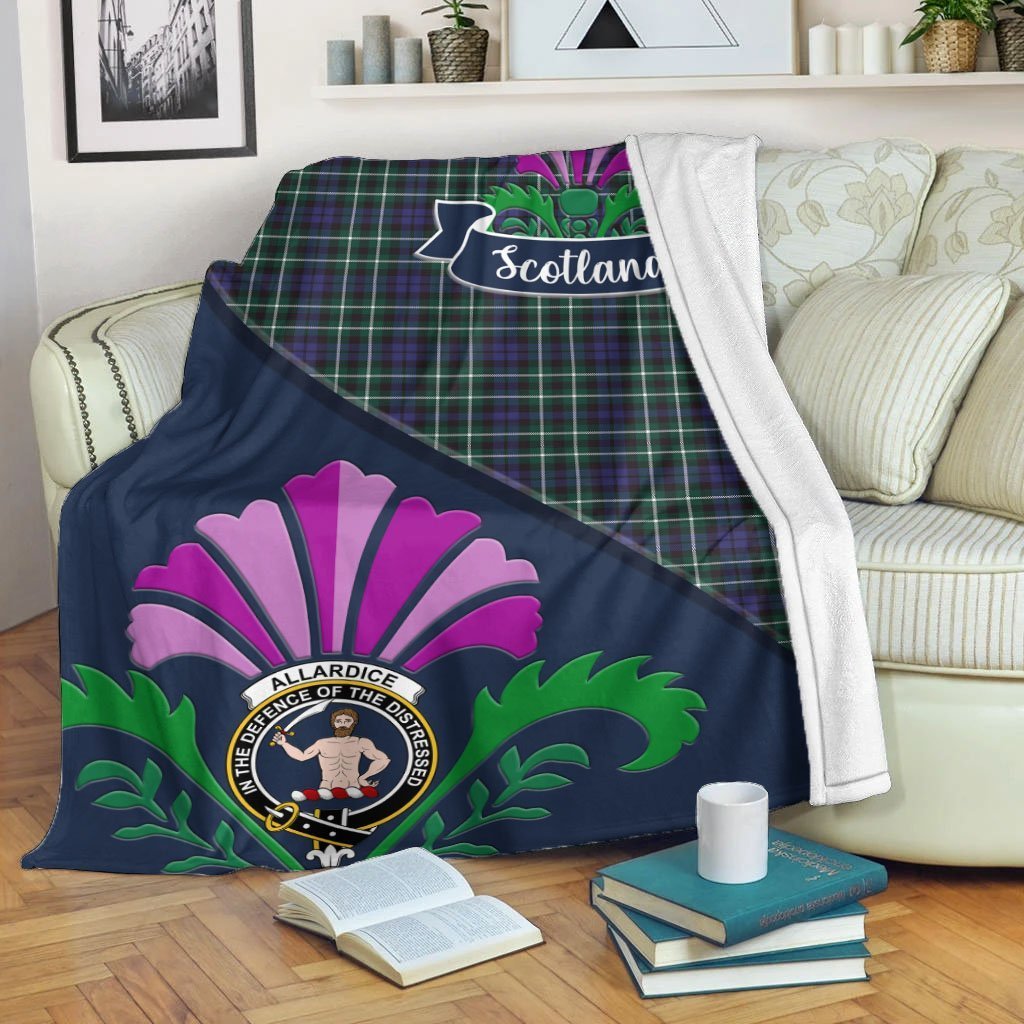 Allardice Tartan Crest Premium Blanket - Thistle Style