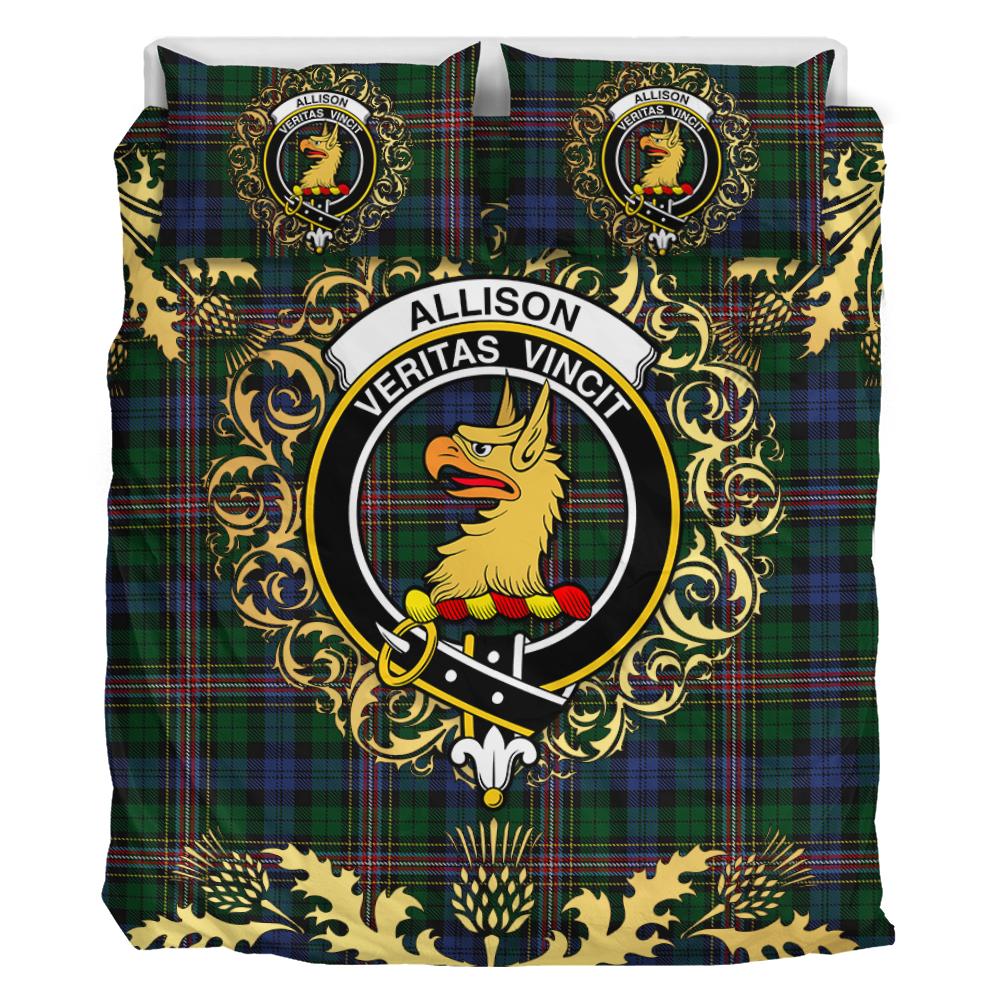 Allison (MacBean and Bishop) Tartan Crest Bedding Set - Golden Thistle Style