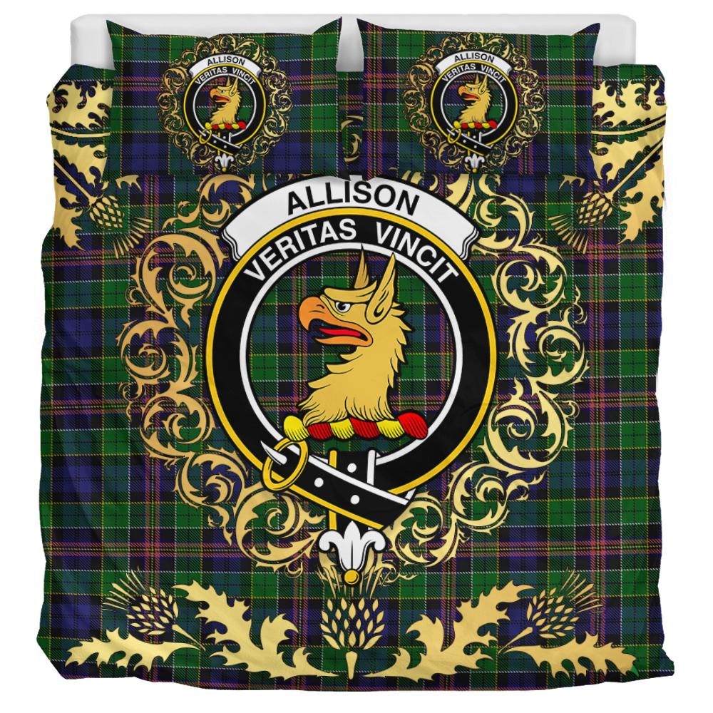 Allison (MacGregor-Hastie) Tartan Crest Bedding Set - Golden Thistle Style