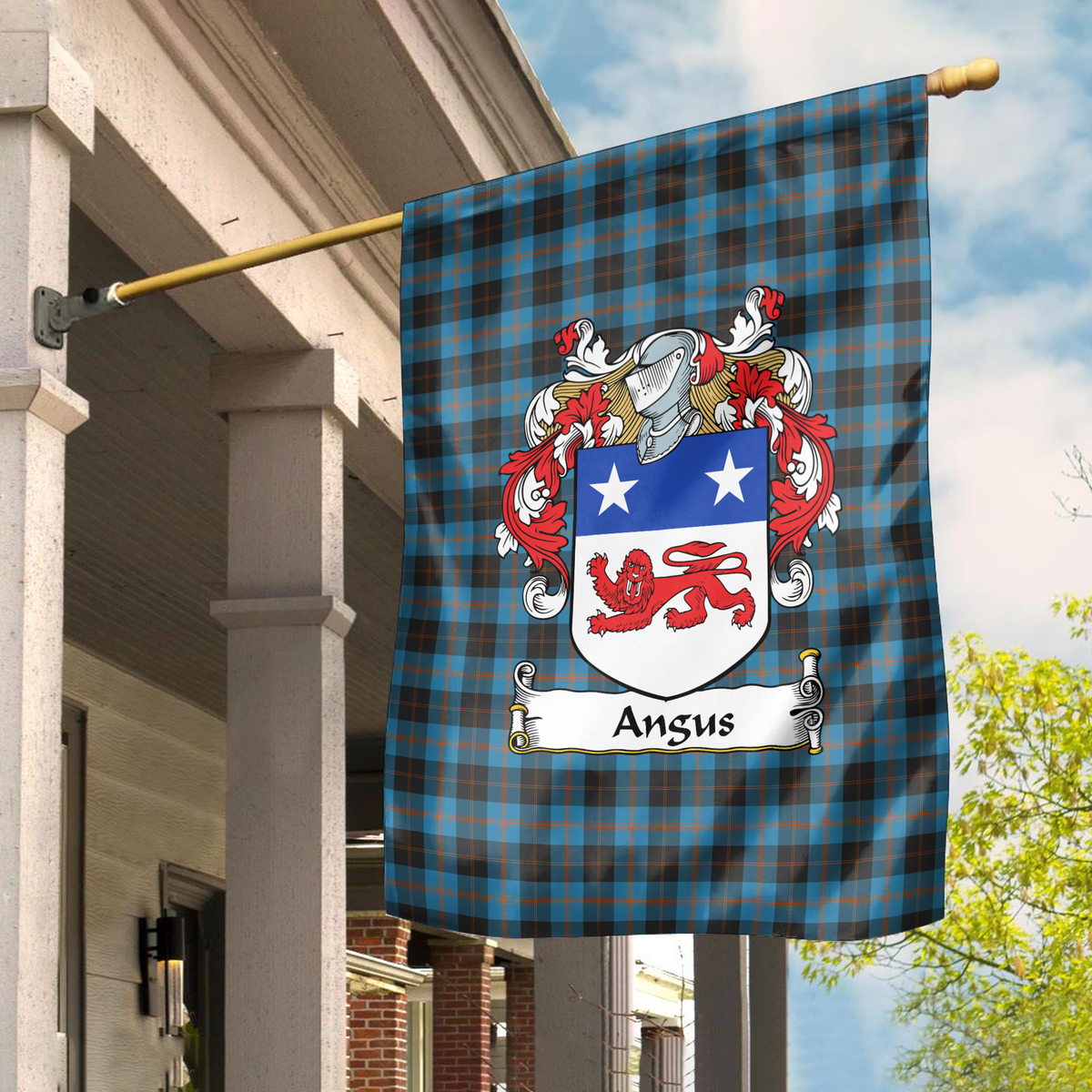 Angus Ancient Tartan Crest Garden Flag