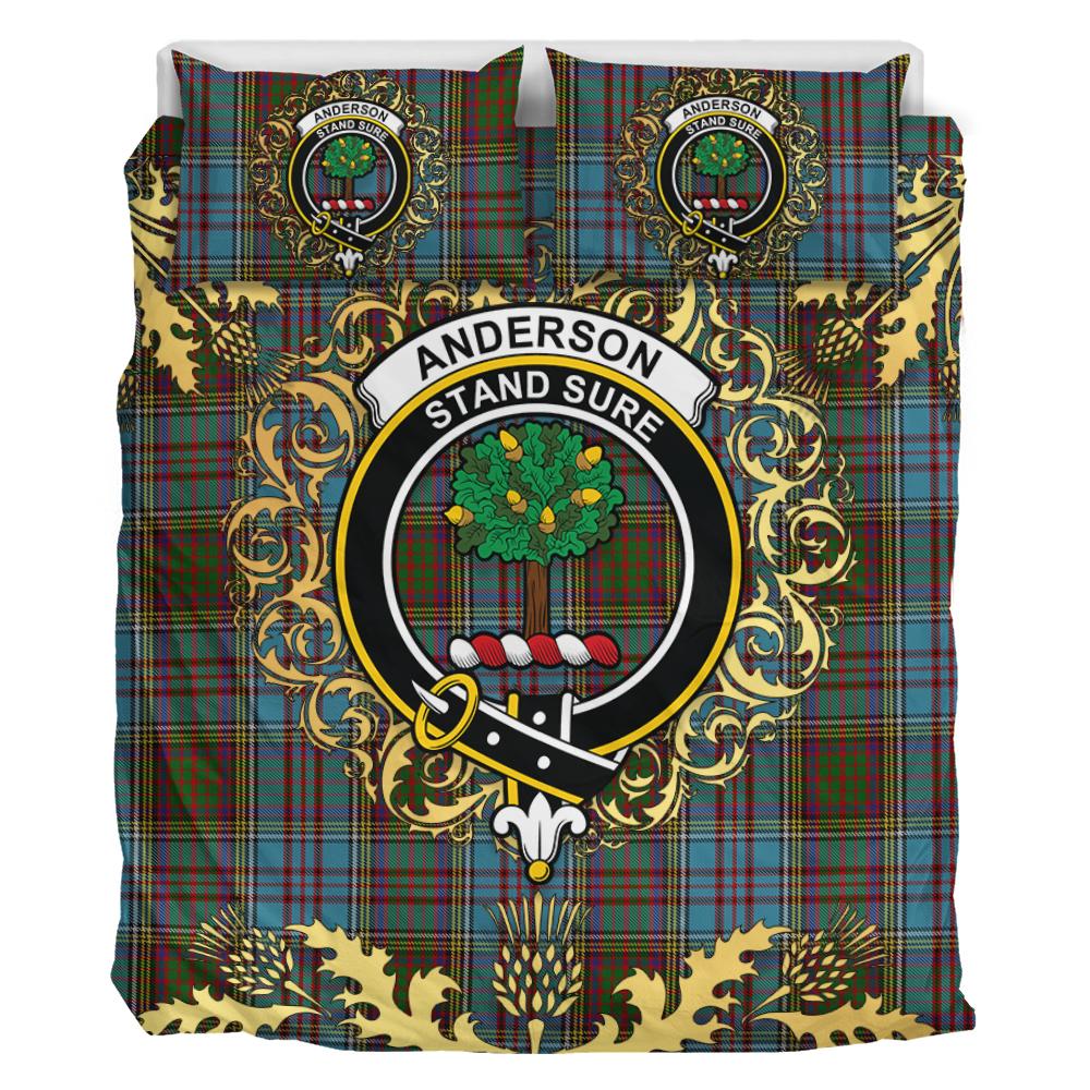 Anderson Tartan Crest Bedding Set - Golden Thistle Style