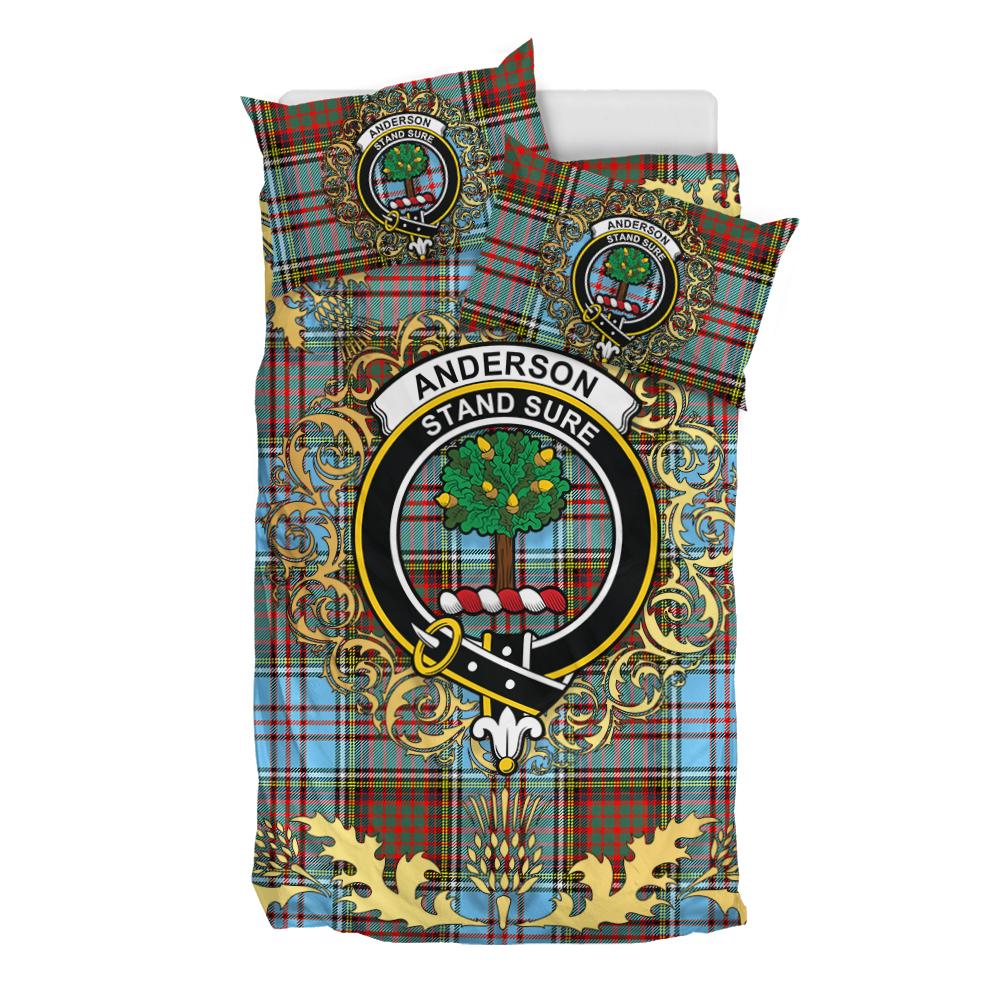 Anderson Ancient Tartan Crest Bedding Set - Golden Thistle Style