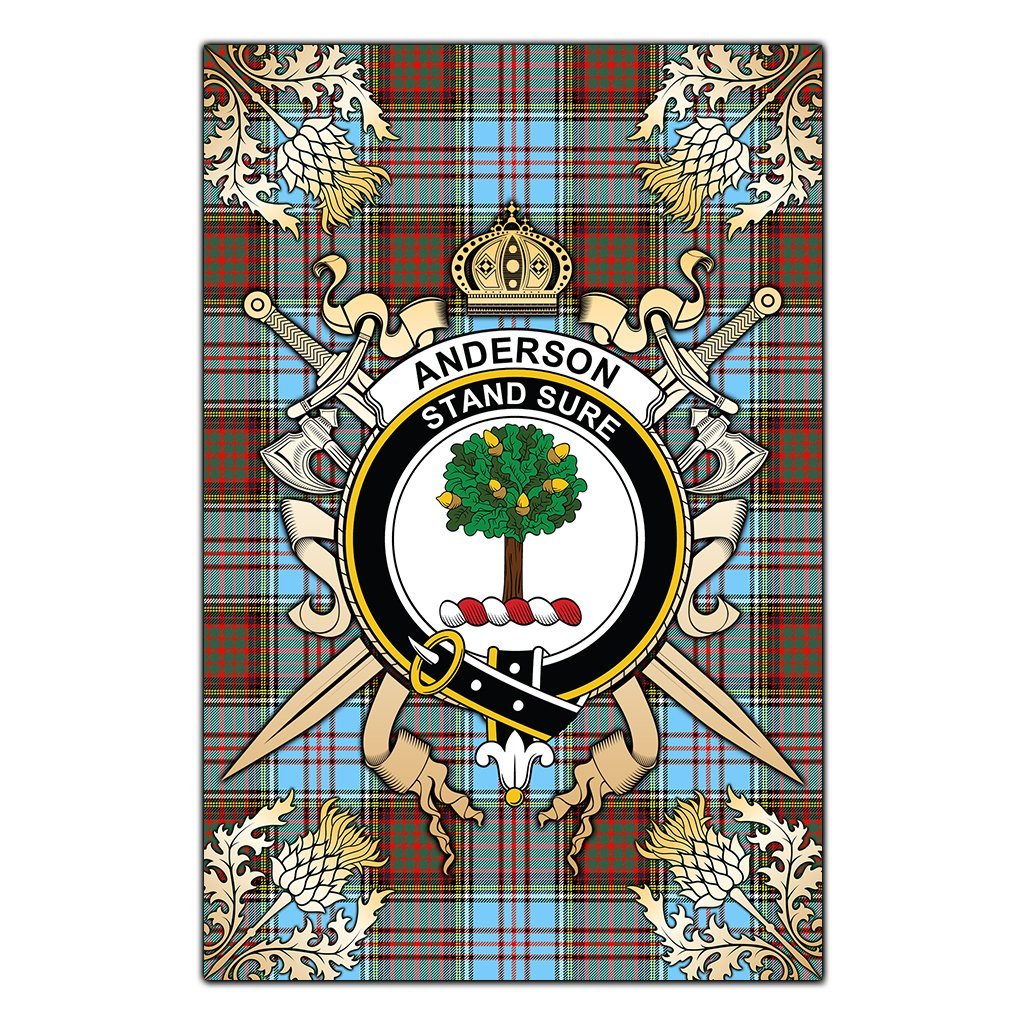 Anderson Ancient Tartan Crest Black Garden Flag - Gold Thistle Style