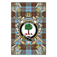 Anderson Ancient Tartan Crest Black Garden Flag - Gold Thistle Style