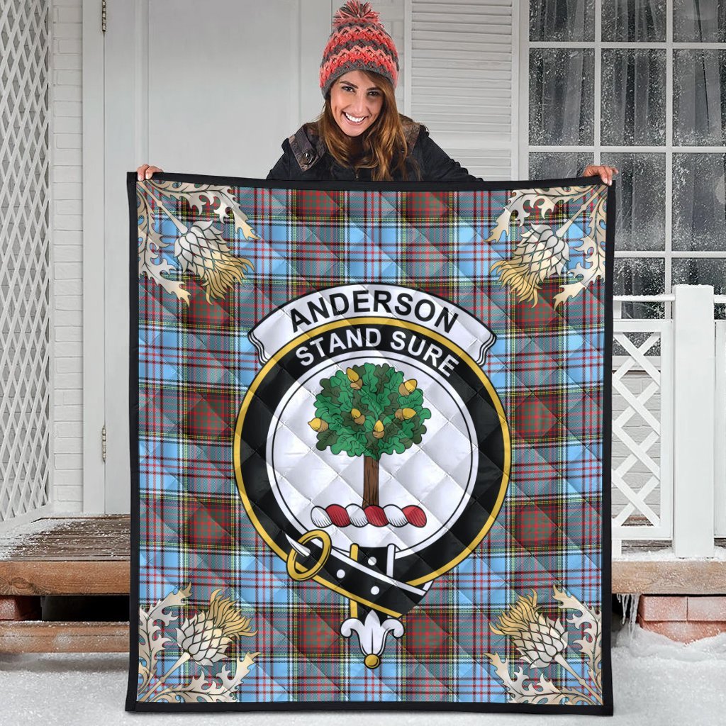 Anderson Ancient Tartan Crest Premium Quilt - Gold Thistle Style