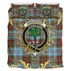 Anderson Ancient Tartan Crest Bedding Set - Golden Thistle Style