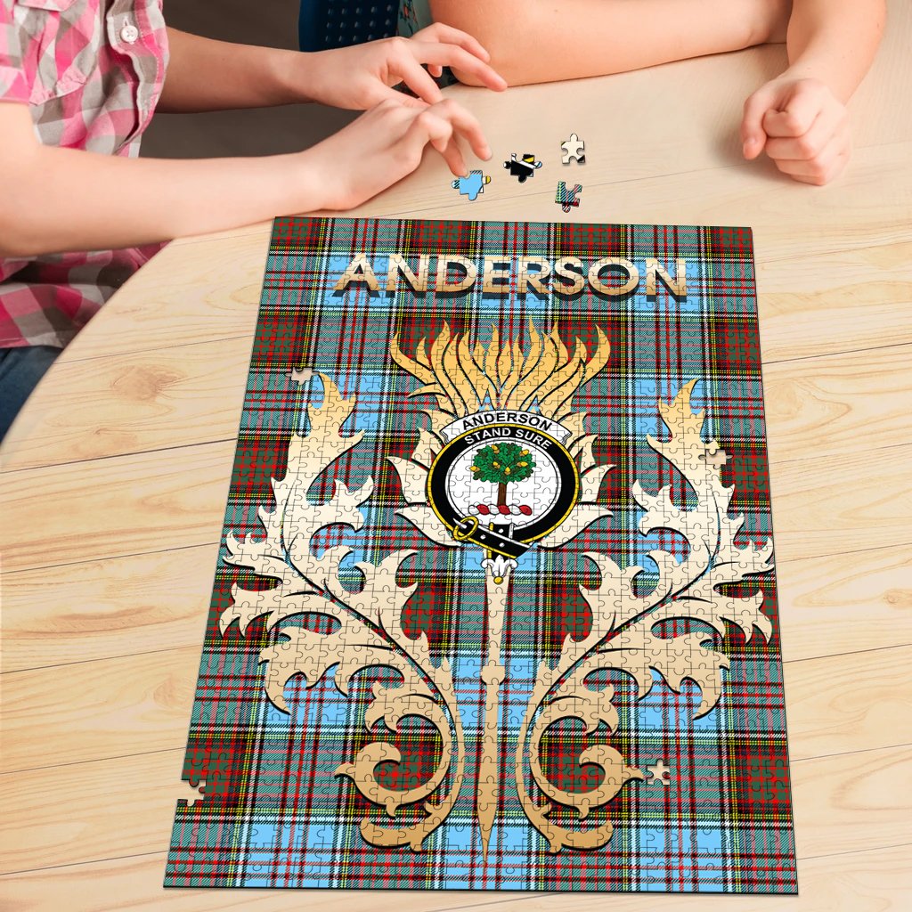 Anderson Ancient Tartan  Crest Thistle Jigsaw Puzzles