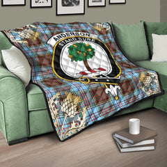 Anderson Ancient Tartan Crest Premium Quilt - Gold Thistle Style