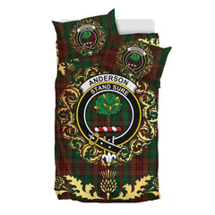 Anderson Coulson Bonner 01 Tartan Crest Bedding Set - Golden Thistle Style