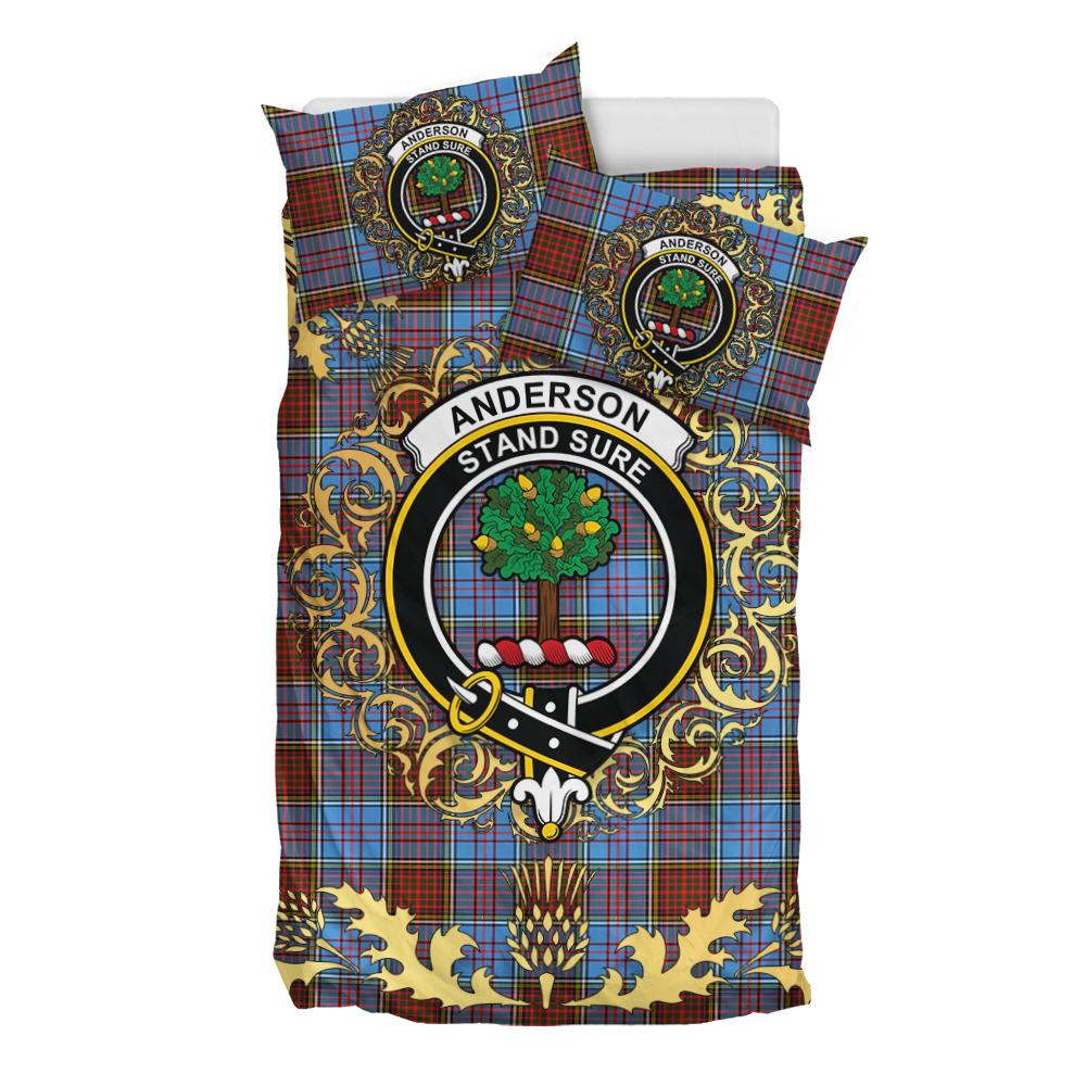 Anderson Modern Tartan Crest Bedding Set - Golden Thistle Style