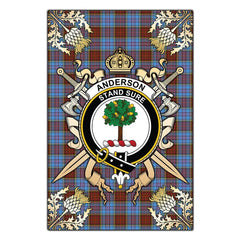 Anderson Modern Tartan Crest Black Garden Flag - Gold Thistle Style