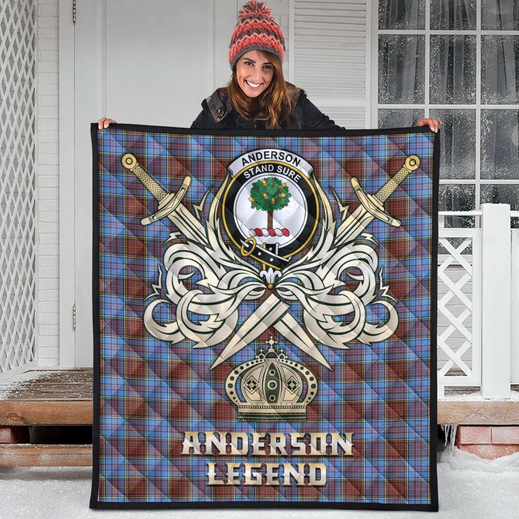 Anderson Modern Tartan Crest Legend Gold Royal Premium Quilt