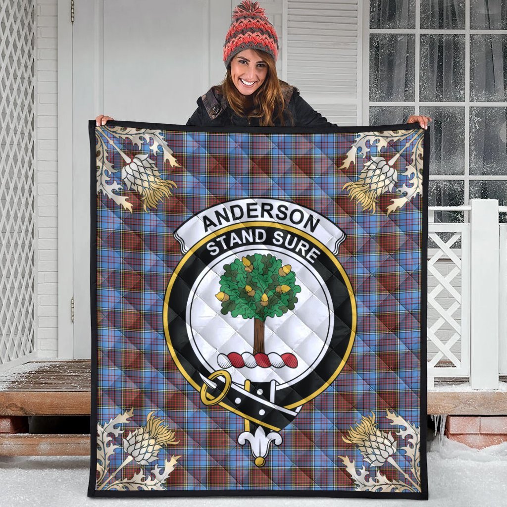 Anderson Modern Tartan Crest Premium Quilt - Gold Thistle Style