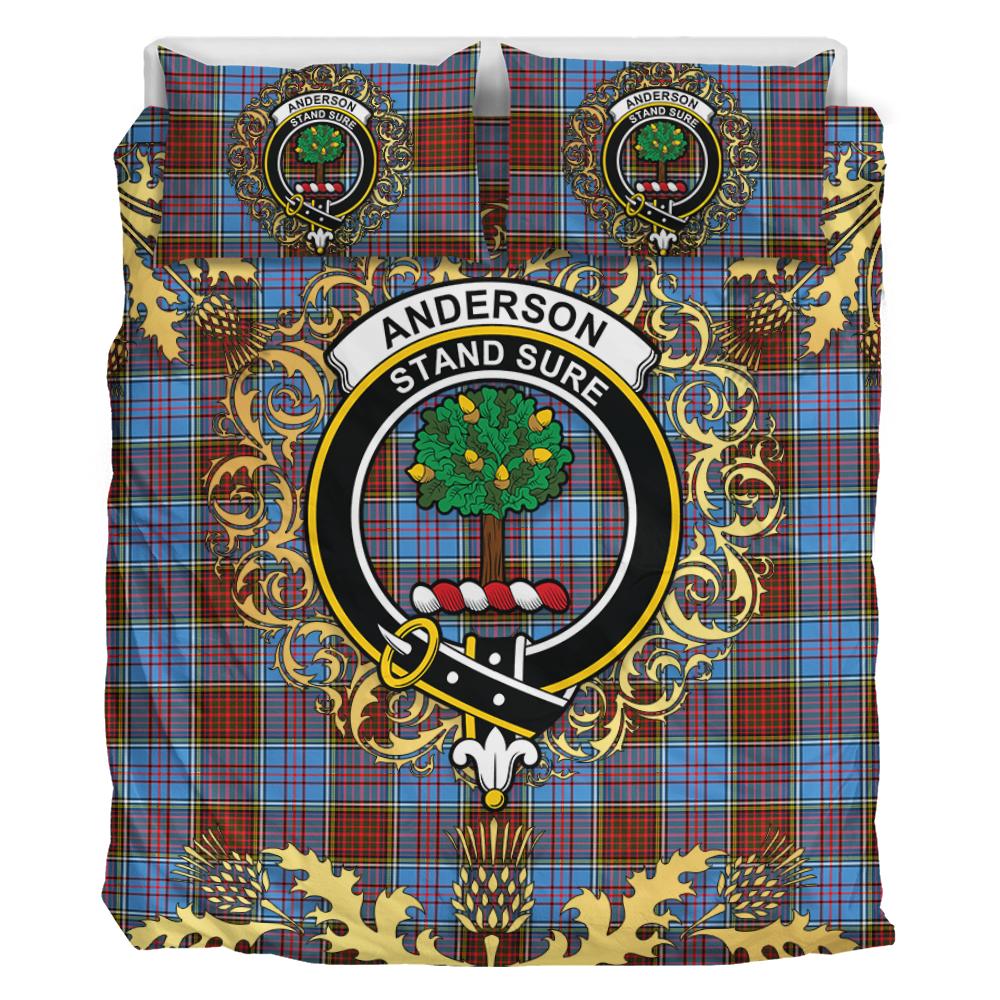 Anderson Modern Tartan Crest Bedding Set - Golden Thistle Style