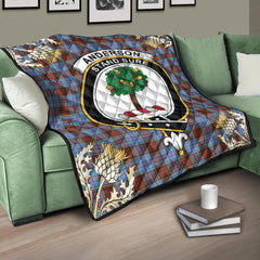 Anderson Modern Tartan Crest Premium Quilt - Gold Thistle Style