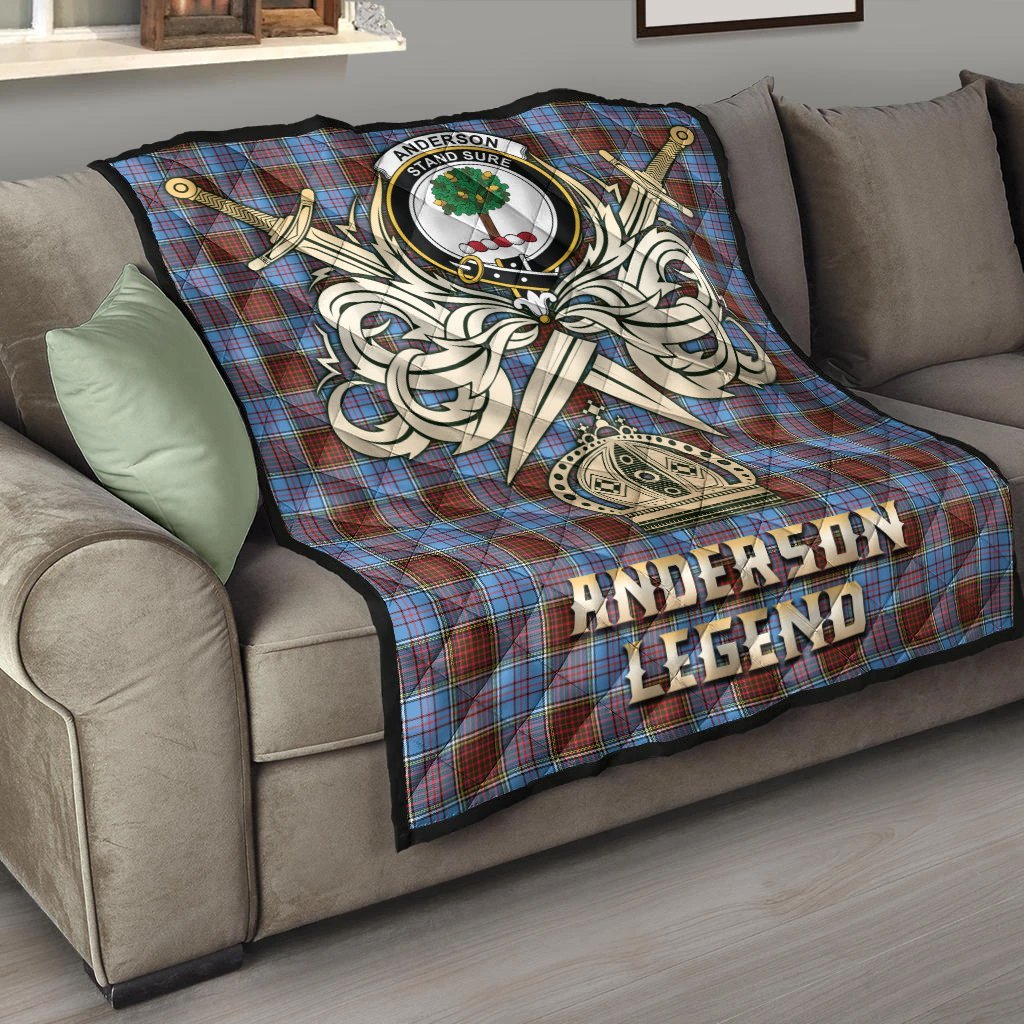 Anderson Modern Tartan Crest Legend Gold Royal Premium Quilt