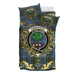 Anderson Old Makinlay Tartan Crest Bedding Set - Golden Thistle Style