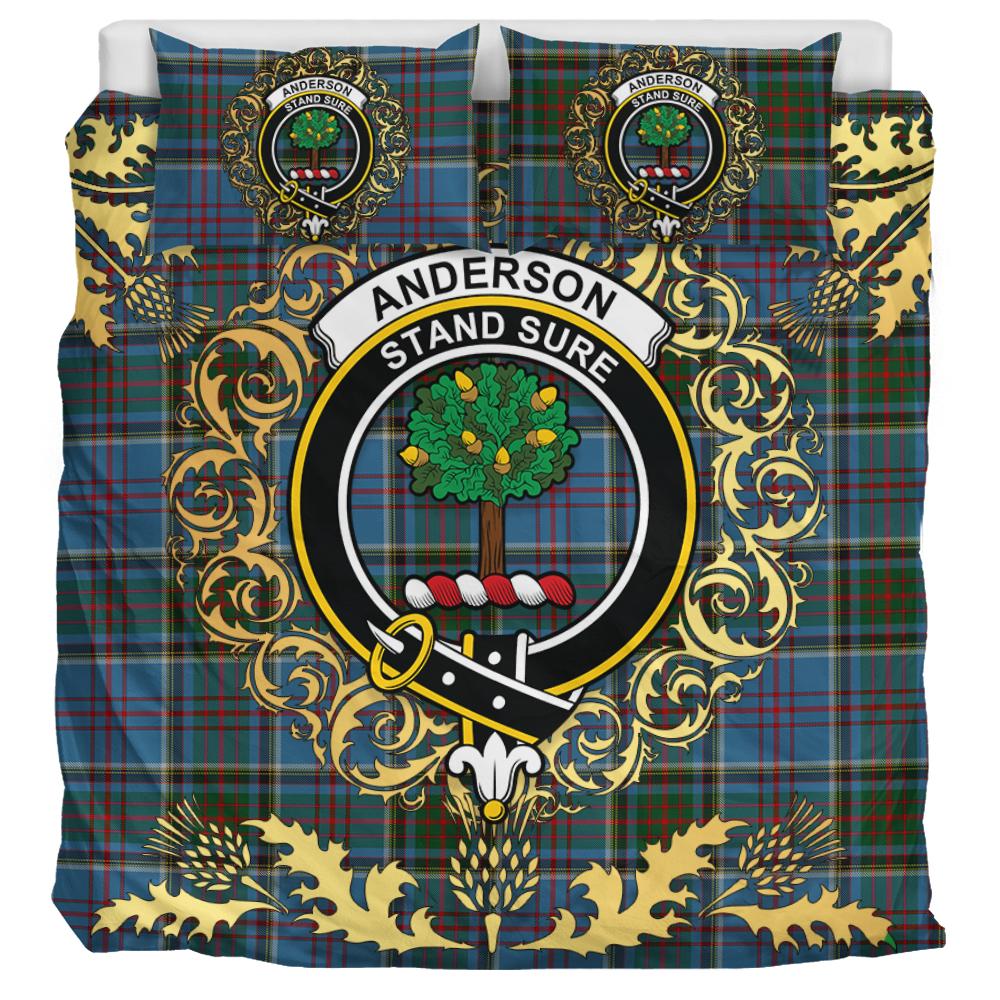 Anderson Old Makinlay Tartan Crest Bedding Set - Golden Thistle Style