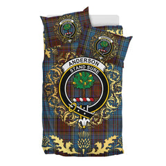 Anderson Paton Tartan Crest Bedding Set - Golden Thistle Style