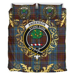 Anderson Paton Tartan Crest Bedding Set - Golden Thistle Style