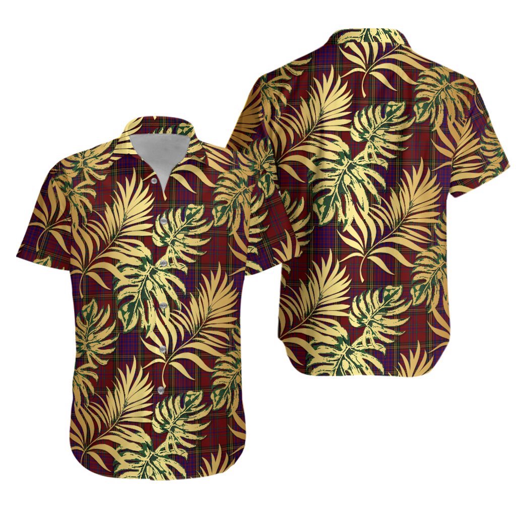 Anderson of Kinnedear Red Tartan Vintage Leaves Hawaiian Shirt