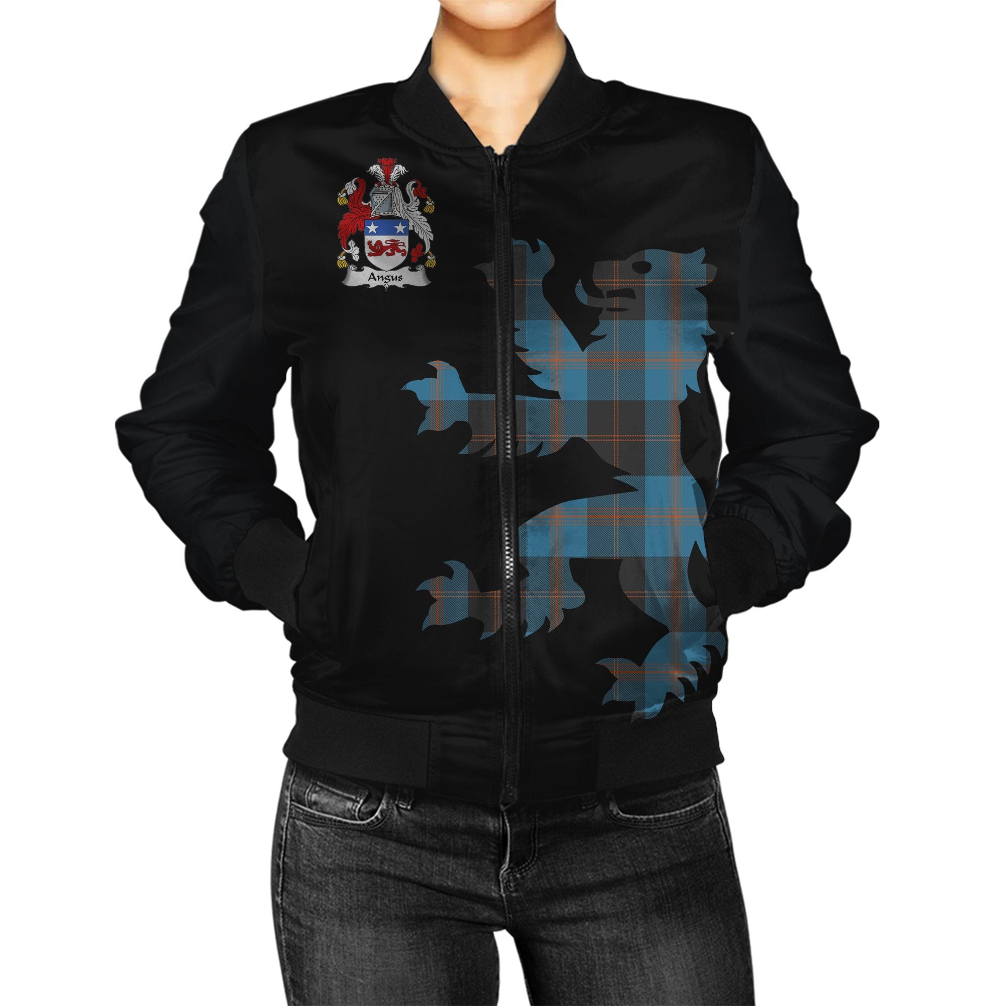 Angus Ancient Tartan Bomber Jacket Lion & Thistle