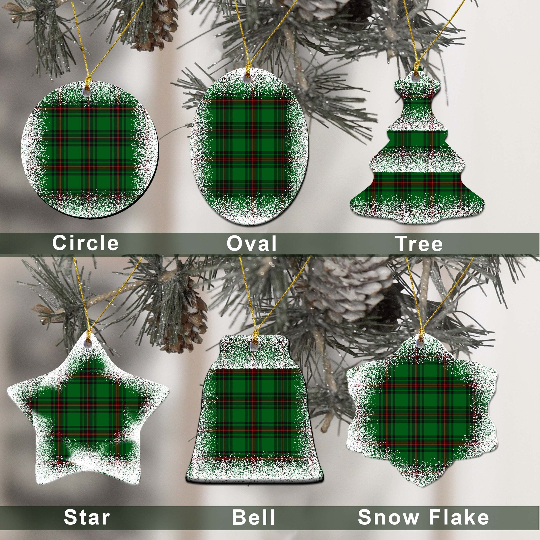 Anstruther Tartan Christmas Ceramic Ornament - Snow Style
