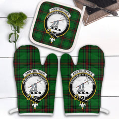 Anstruther Tartan Crest Oven Mitt And Pot Holder (2 Oven Mitts + 1 Pot Holder)