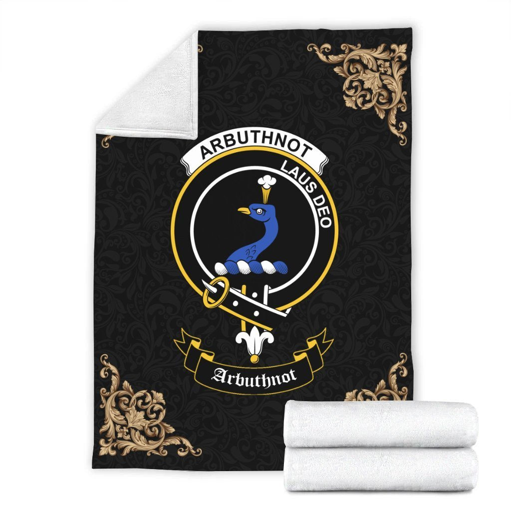Arbuthnot Crest Tartan Premium Blanket Black