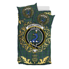 Arbuthnot Tartan Crest Bedding Set - Golden Thistle Style