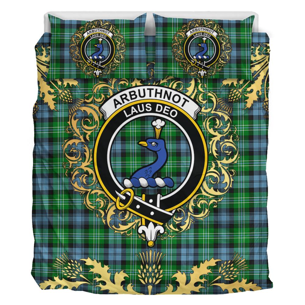 Arbuthnot Ancient Tartan Crest Bedding Set - Golden Thistle Style