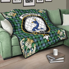 Arbuthnot Ancient Tartan Crest Premium Quilt - Gold Thistle Style