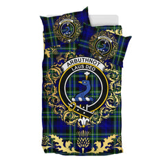 Arbuthnot Modern Tartan Crest Bedding Set - Golden Thistle Style