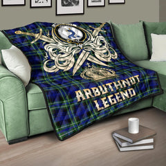 Arbuthnot Modern Tartan Crest Legend Gold Royal Premium Quilt